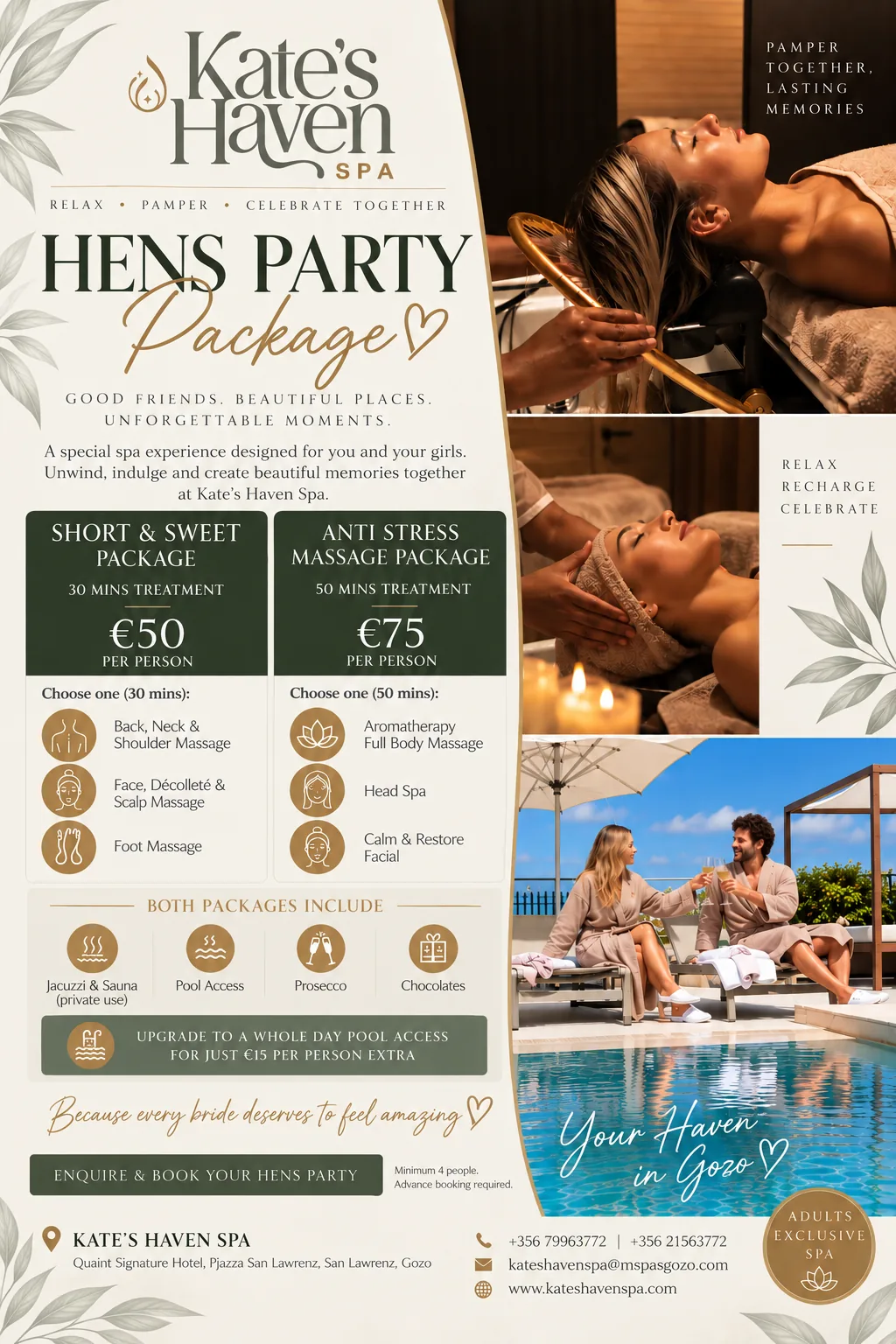 Kate's Haven Spa Hens Party Package artwork